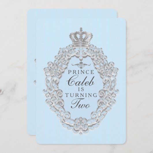 ブルーヴィンテージフェアリーターリープリンスパーティの招待状 招待状 (正面/裏面)