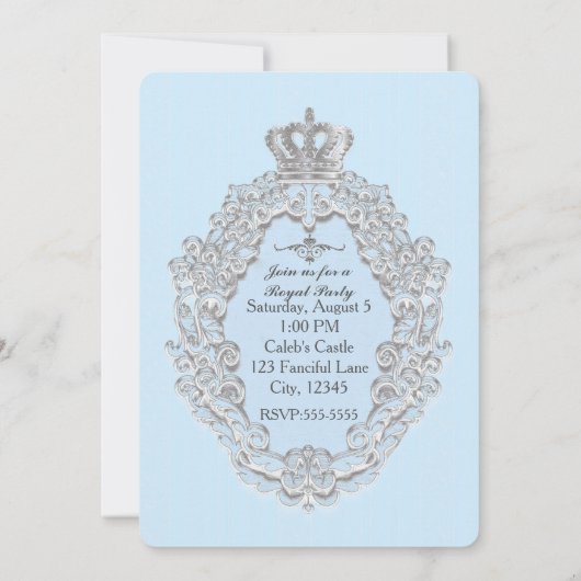 ブルーヴィンテージフェアリーターリープリンスパーティの招待状 招待状 (裏面)