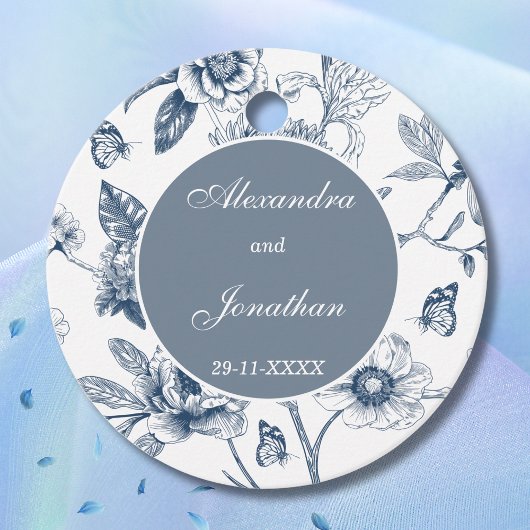 ブルーヴィンテージフランスのフローラ結婚ズ・サンキュー フェイバータグ