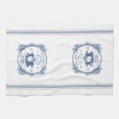 ブルーヴィンテージフランスの料理の個人名 キッチンタオル (横)