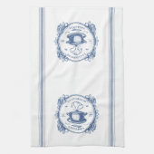 ブルーヴィンテージフランスの料理の個人名 キッチンタオル (縦)