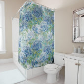 ブルーヴィンテージフローラあじさい花柄 シャワーカーテン (インサイチュ)