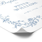 ブルーヴィンテージフローラクロスバプテスムウェルカムポスター ポスター (角)