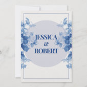 ブルーヴィンテージフローラチインスパイアノイ結婚ズリー 招待状 (裏面)