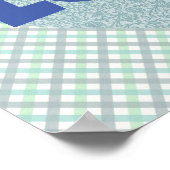 ブルーヴィンテージフローラハートとラブポスター ポスター (角)