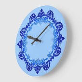 ブルーヴィンテージフローラメダリオン ラージ壁時計 (傾斜)