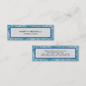 ブルーヴィンテージフローラルパターンスキニースリム スキニー名刺 (正面/裏面)