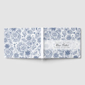 ブルーヴィンテージフローラルパターン葬儀ゲストブック ゲストブック (全面)