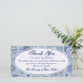 ブルーヴィンテージフローラルパターン2悔やみや弔慰ありがとうP サンキューカード (スタンド正面)