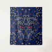 ブルーヴィンテージフローラルパターン、ウィリアム・モリス タペストリー (正面)