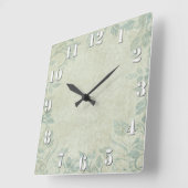 ブルーヴィンテージフローラ結婚つる植物 スクエア壁時計 (傾斜)