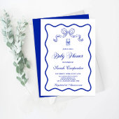 ブルーヴィンテージベビーシャワーボーイ招待状 招待状