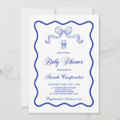 ブルーヴィンテージベビーシャワーボーイ招待状 招待状 (正面)