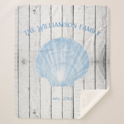 ブルーヴィンテージホタテ貝シェルパブランケット シェルパブランケット (正面)