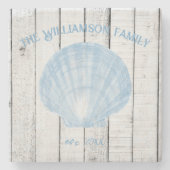 ブルーヴィンテージホタテ貝殻石コースター ストーンコースター (正面)