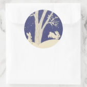 ブルーヴィンテージホワイトバンニーズホッピングイン雪 ラウンドシール (バッグ)