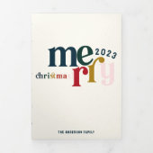 ブルーヴィンテージメリークリスマスマルチフォト 三つ折りクリスマスカード (カバー)