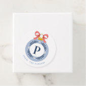 ブルーヴィンテージモノグラムクリスマスオーナメントメッセージカード フェイバータグ (インサイチュ)