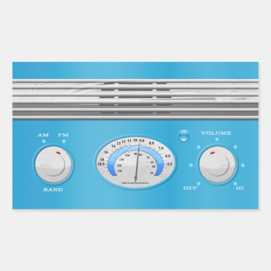 ブルーヴィンテージラジオ 長方形シール (正面)