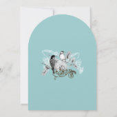 ブルーヴィンテージラブバード結婚式招待状 招待状 (裏面)