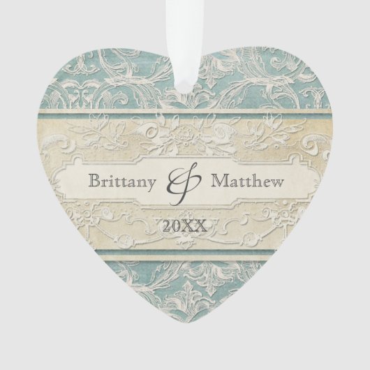 ブルーヴィンテージリフランスのージェンシーレースエ結婚ッチズ オーナメント (正面)