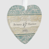 ブルーヴィンテージリフランスのージェンシーレースエ結婚ッチズ オーナメント (正面)