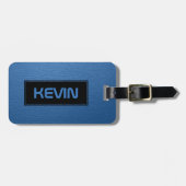 ブルーヴィンテージレザーテクスチャプリントモノグラム ラゲッジタグ (正面横)