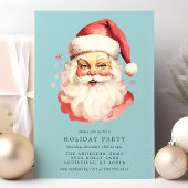 ブルーヴィンテージレトロサンタクロースクリスマスパーティー 招待状