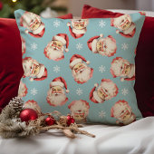 ブルーヴィンテージレトロサンタクロースクリスマス クッション
