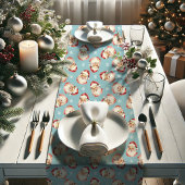 ブルーヴィンテージレトロサンタクロースクリスマス ショートテーブルランナー