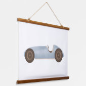 ブルーヴィンテージレースカーキッズルームデコール 吊り下げ型タペストリー (傾斜あり)