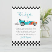 ブルーヴィンテージレースカーベビーシャワーサンキューカード サンキューカード (スタンド正面)