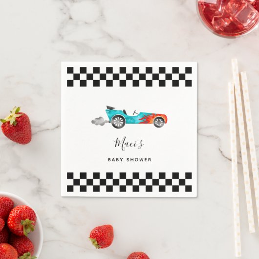 ブルーヴィンテージレースカーベビーシャワーナプキンス スタンダードカクテルナプキン (インサイチュ)