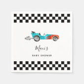 ブルーヴィンテージレースカーベビーシャワーナプキンス スタンダードカクテルナプキン (正面)