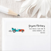 ブルーヴィンテージレースカー差出人住所 ラベル (インサイチュ)