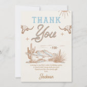 ブルーヴィンテージロデオ誕生日サンキューカード 招待状 (正面)