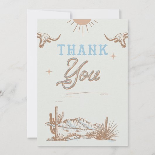 ブルーヴィンテージロデオ誕生日サンキューカード 招待状 (裏面)