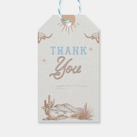 ブルーヴィンテージロデオ誕生日サンキュー ギフトタグ (裏面)