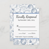 ブルーヴィンテージロマンスRSVPカード 出欠カード (正面/裏面)