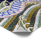 ブルーヴィンテージ中国のタトゥー刺繍龍 ポスター (角)