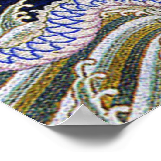 ブルーヴィンテージ中国のタトゥー刺繍龍 ポスター (角)