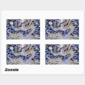 ブルーヴィンテージ中国のタトゥー刺繍龍 長方形シール (シート)