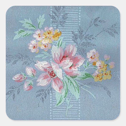 ブルーヴィンテージ壁紙 – ステッカー (正面)