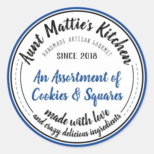 ブルーヴィンテージ手作り職人グルメフードラベル ラウンドシール (正面)