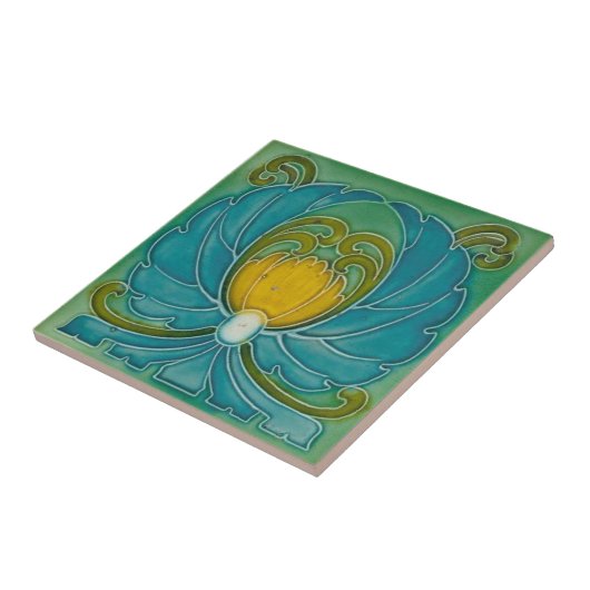 ブルーヴィンテージ新しいアートフラワーデザイン タイル (側面)