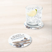 ブルーヴィンテージ機誕生日パーティー ラウンドペーパーコースター (インサイチュ)