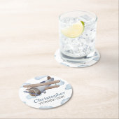 ブルーヴィンテージ機誕生日パーティー ラウンドペーパーコースター (インサイチュ)