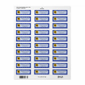 ブルーヴィンテージ結婚ヒマワリ差出人住所 ラベル (フルシート)