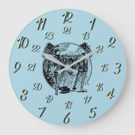 ブルーヴィンテージ軍隊時間大型クロック ラージ壁時計