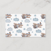 ブルーヴィンテージ飛行機おむつラッフルベビーシャワー エンクロージャーカード (裏面)